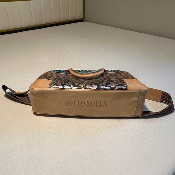 Consuela Beck Commuter Dome Satchel Bag – Multicolor Leather & Canvas - Picture 11 of 15